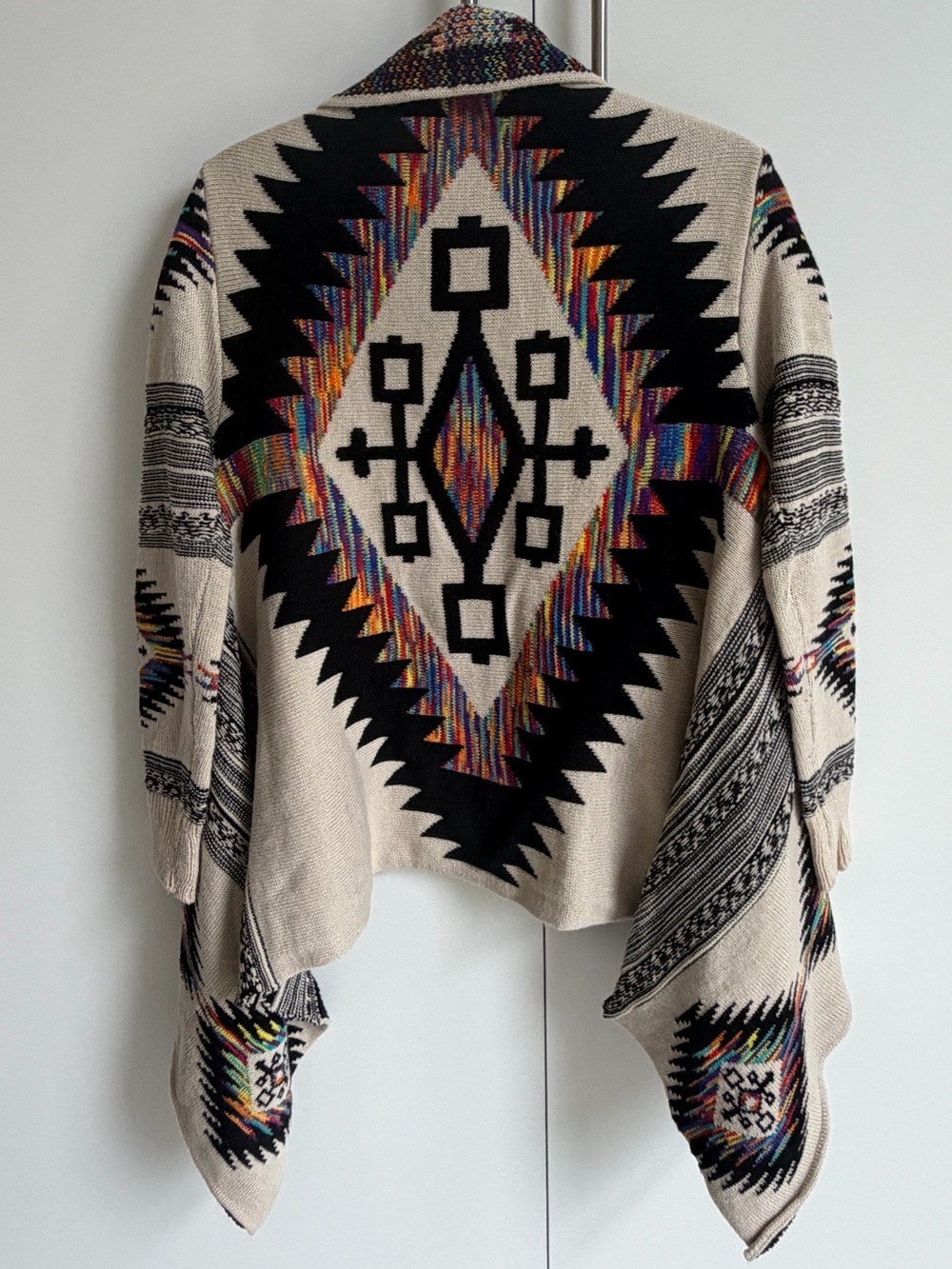 Northern Angel Aztec Southwestern Waterfall Open Front Cardigan Medium Tribal - Picture 3 of 11